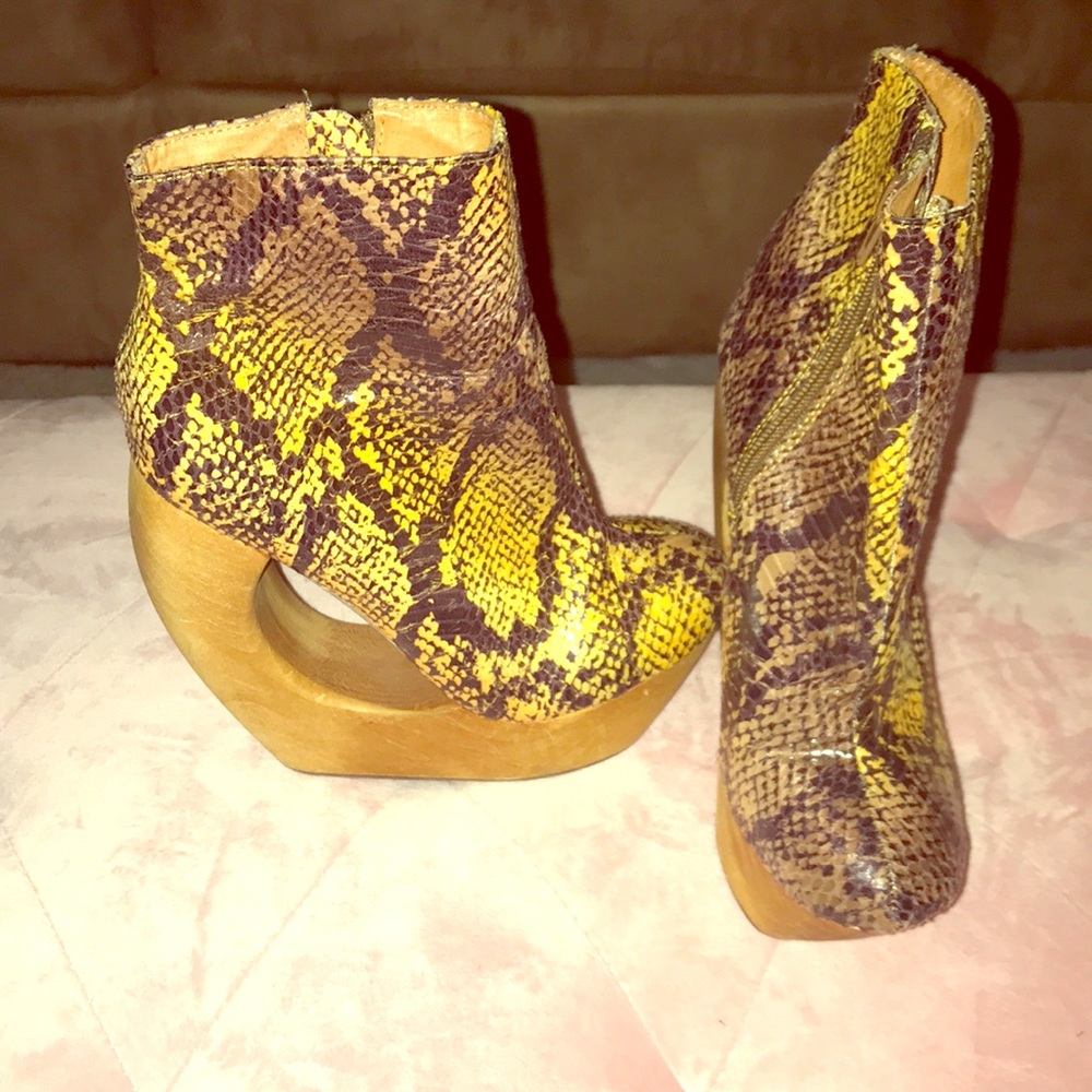 Jeffrey Campbell snake skin ankle boots